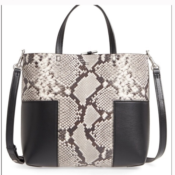 Tory Burch Block-T Mini Snake Embossed Tote - Picture 1 of 11